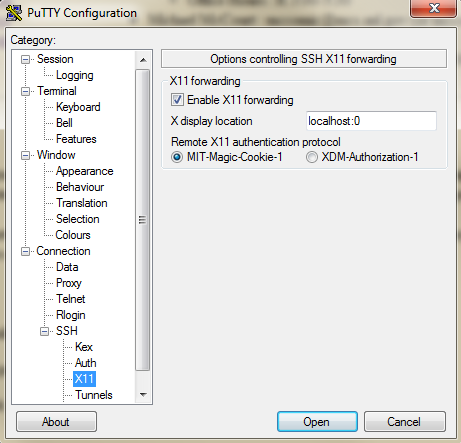 putty x11 forwarding xming